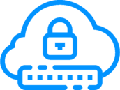 Security technology blue icon